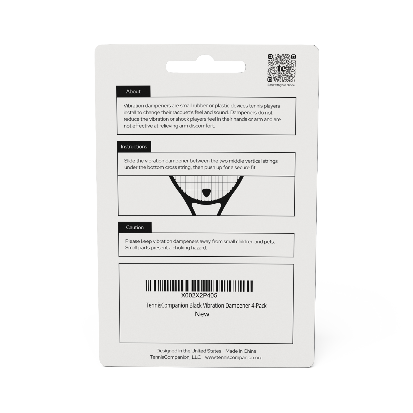 TennisCompanion Vibration Dampener Package Back